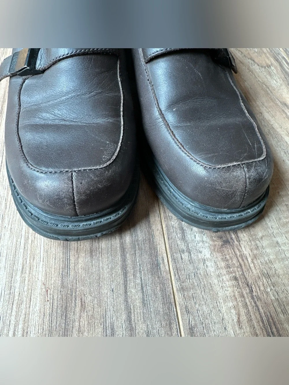 Vintage Esprit Brown Leather Platform Chunky Leather Loafers Shoes 90s Y2k Sz 9